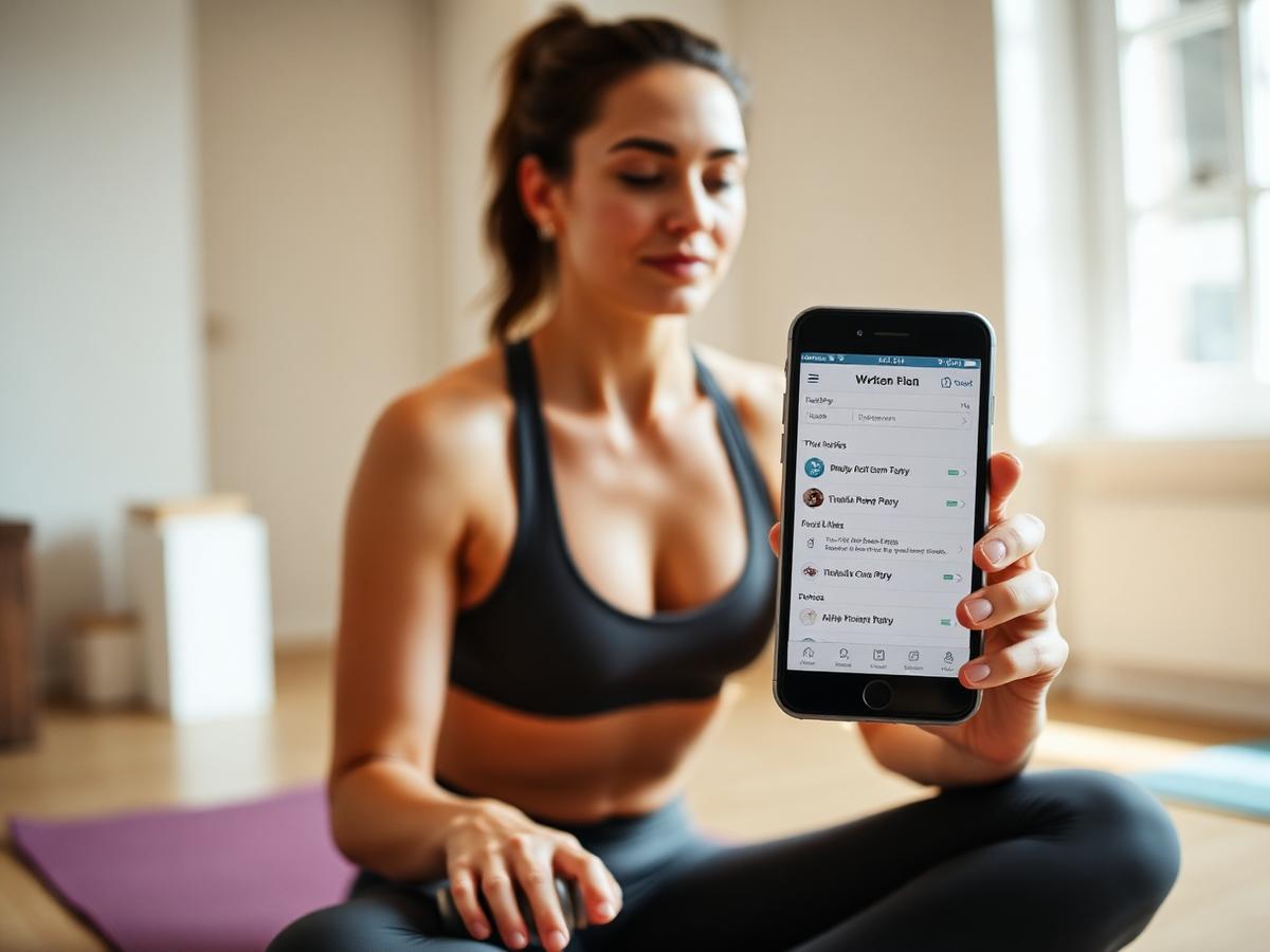 Client following a Fitness Flex training plan on a phone
